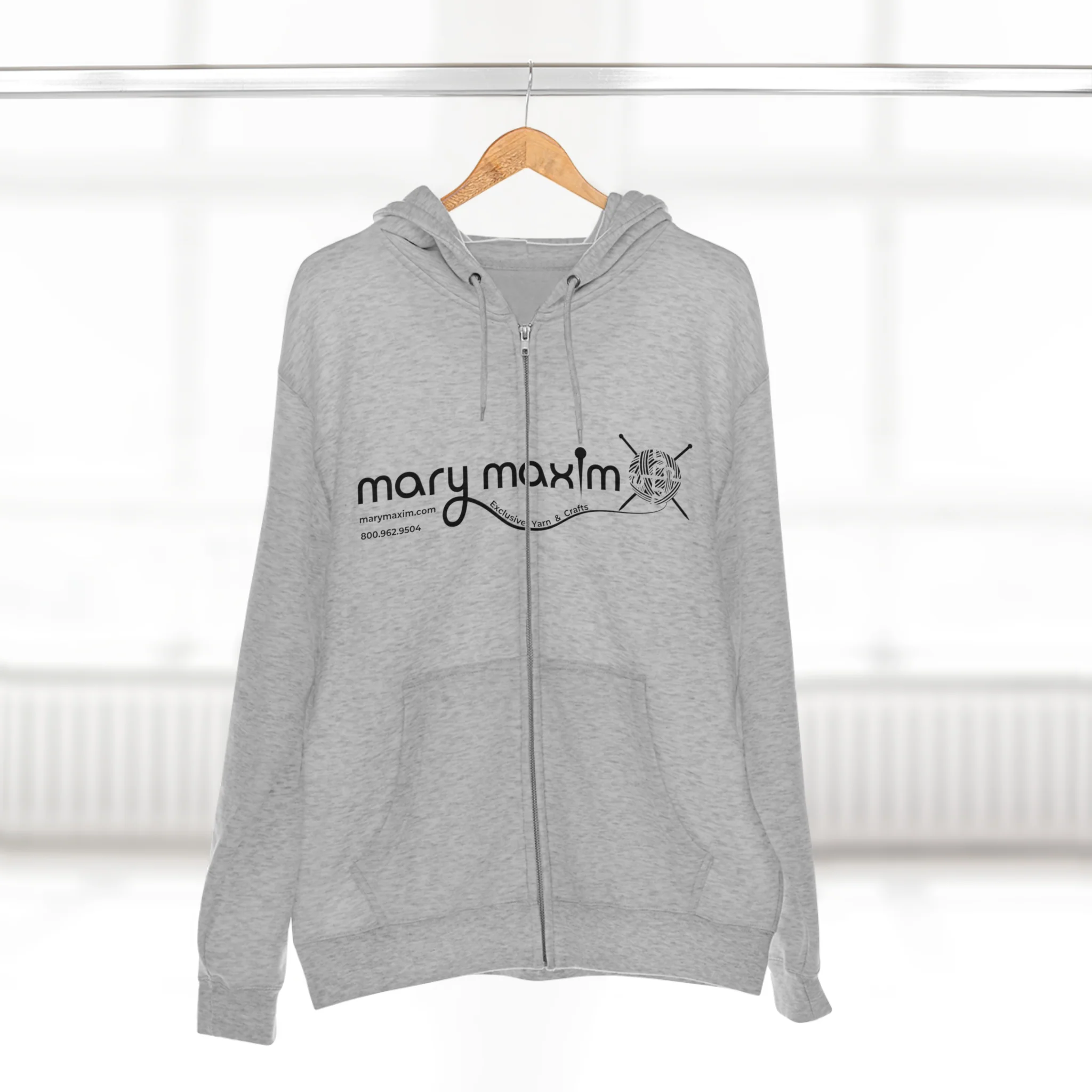 Mary Maxim Full Zip Hoodie - White & Black Logo - Unisex - Image 16