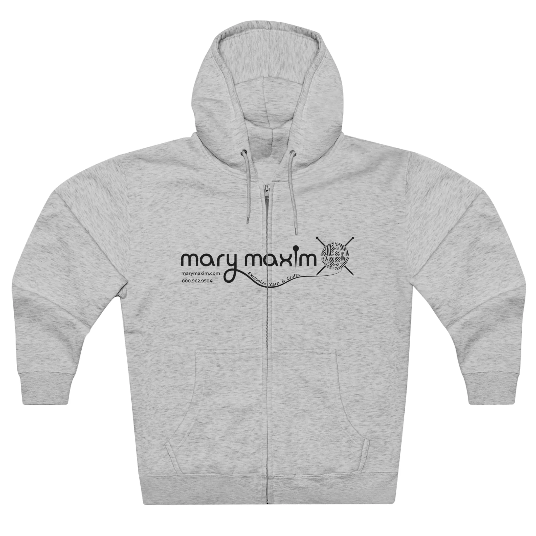 Mary Maxim Full Zip Hoodie - White & Black Logo - Unisex - Image 4