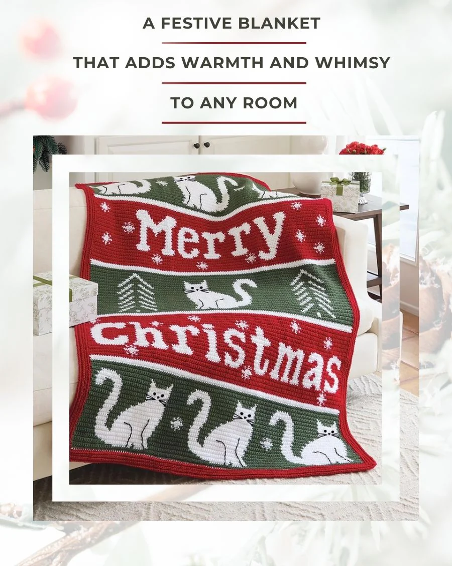 Meowy Christmas Crochet Blanket - Image 7