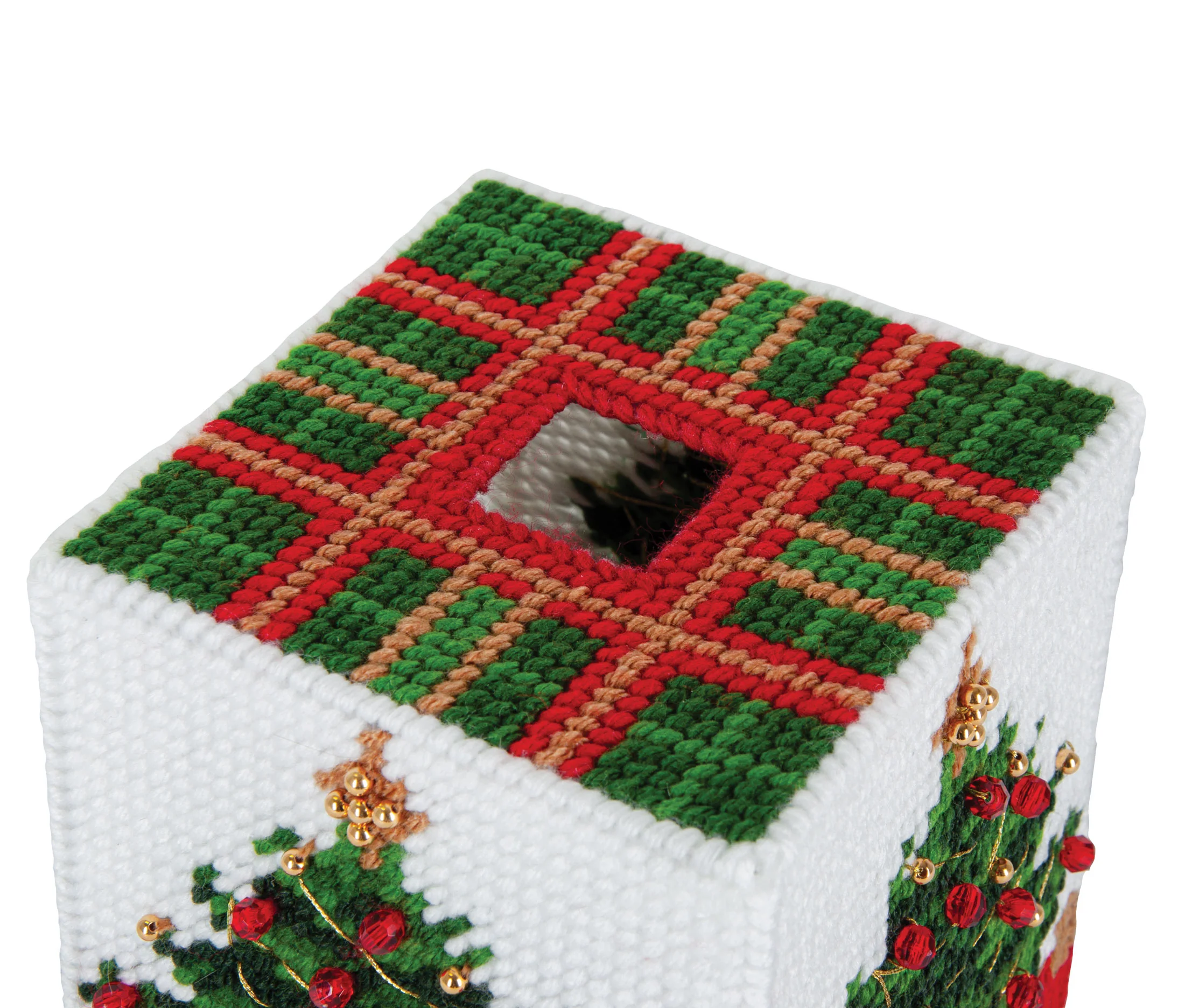 O Christmas Tree Tissue Box Cover Plastic Canvas Kit - Image 3