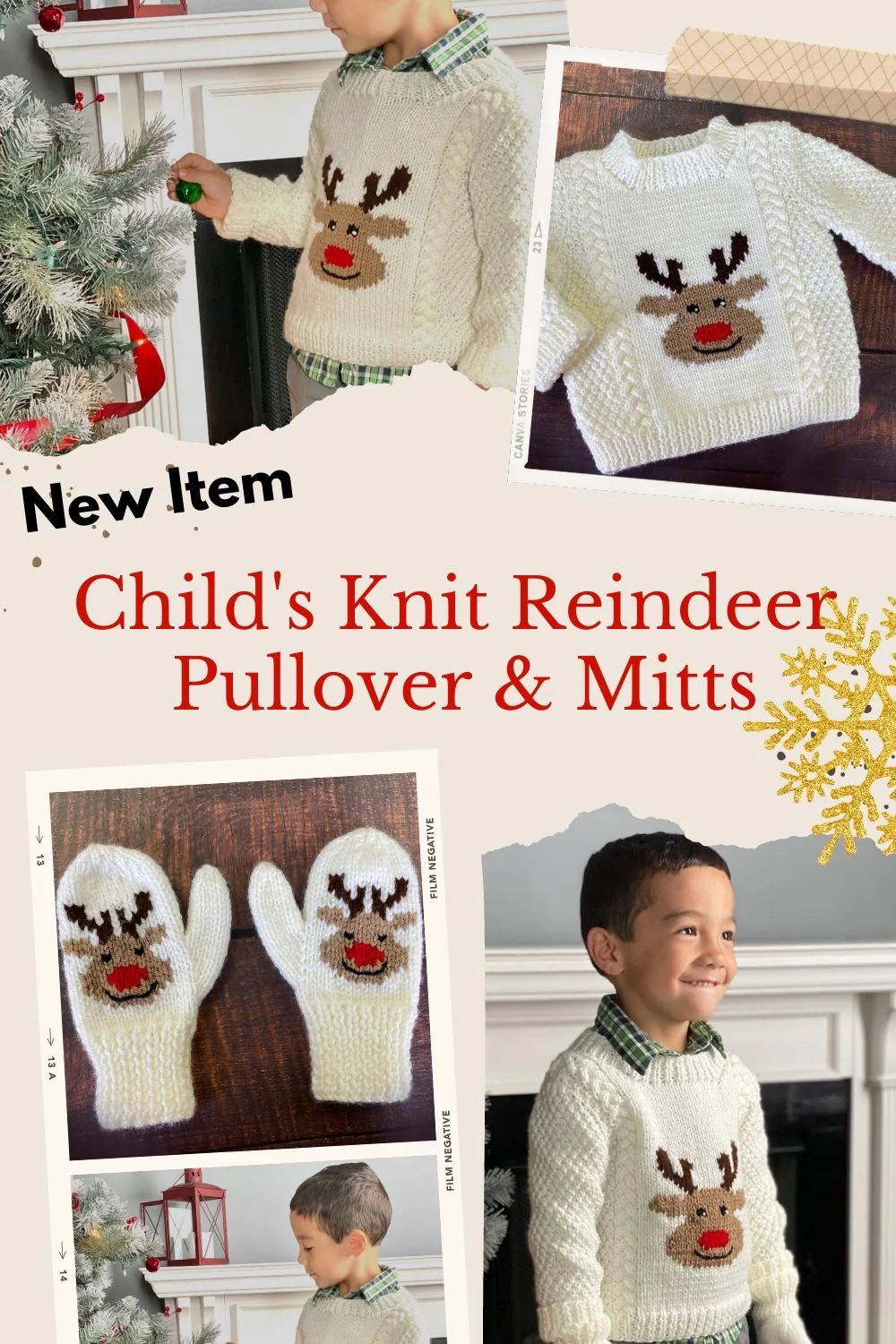 Reindeer Pullover and Mitts | Knit Childs Christmas Sweater Kit - Image 9