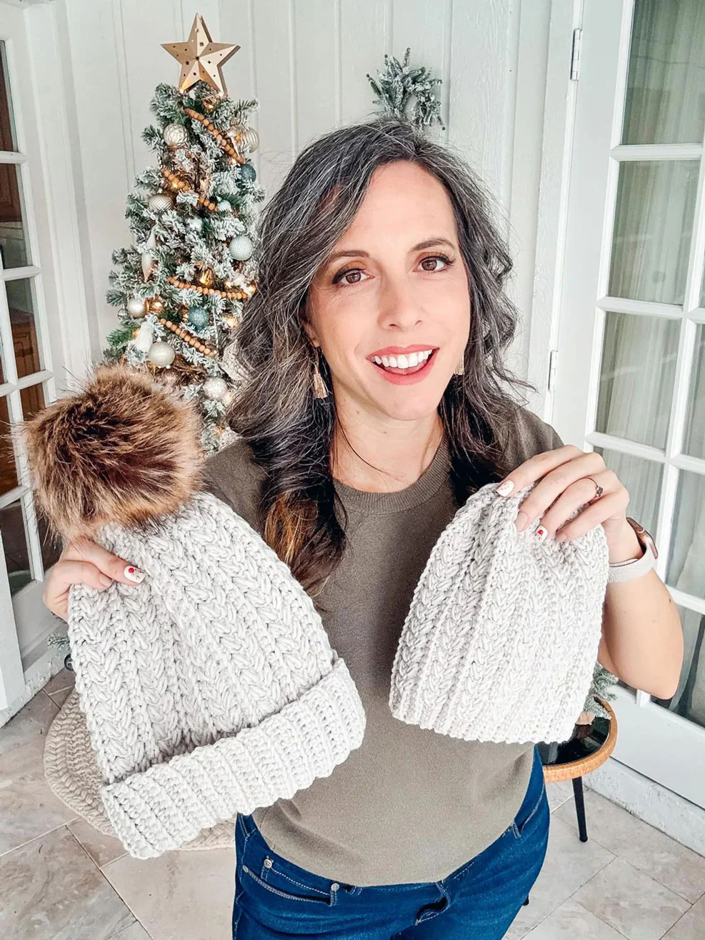 Snowy Wheat Puff Beanie - Image 4