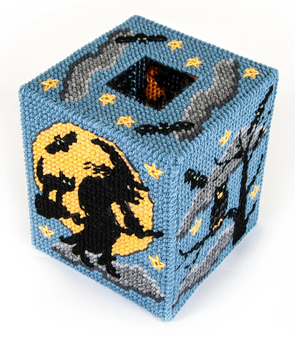 Spooky Night Tissue Box Cover Plastic Canvas Kit - Image 2