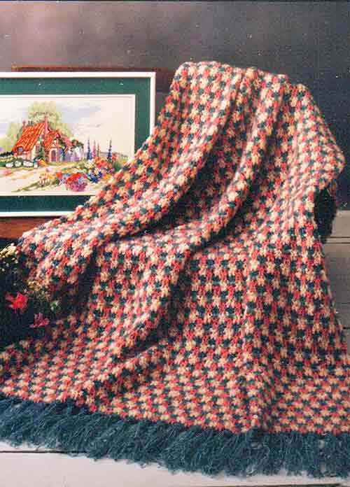 Three Color Check Afghan