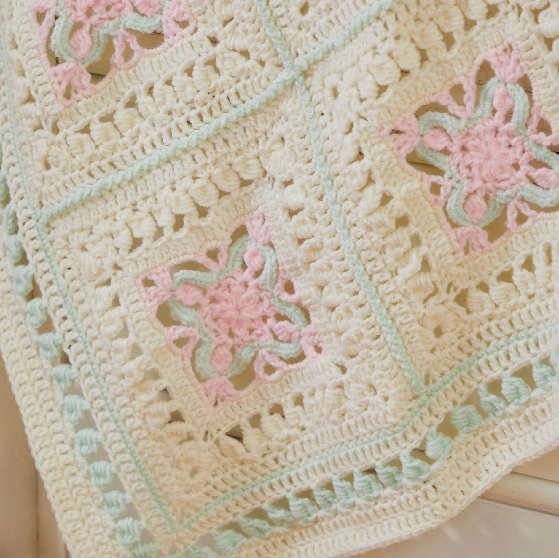Tiled Flowers Crochet Baby Blanket - Image 2