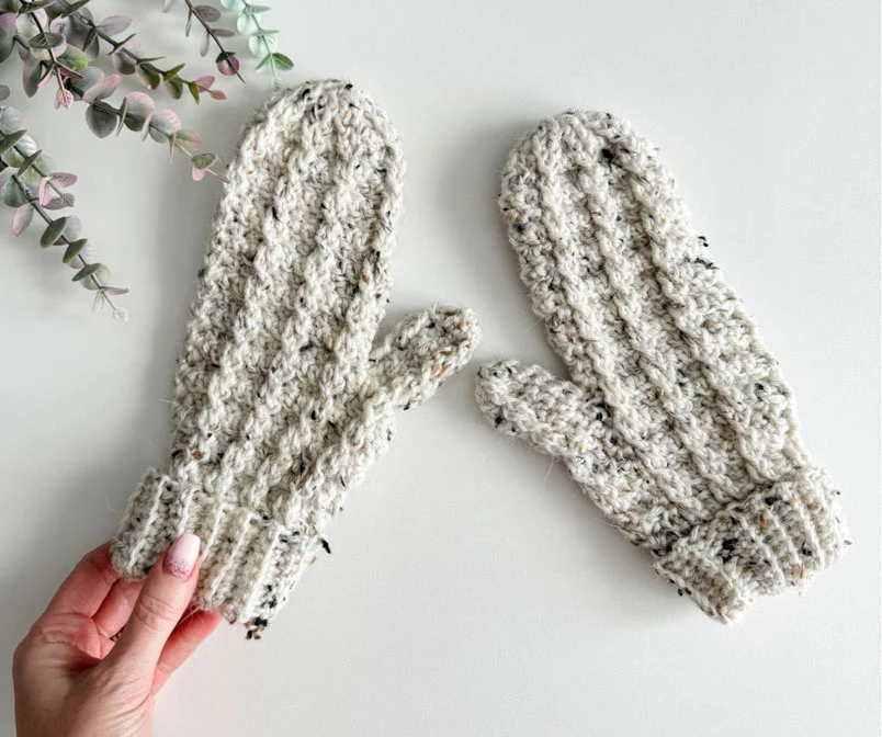 Winter Wonder Cable Crochet Mittens - Image 2